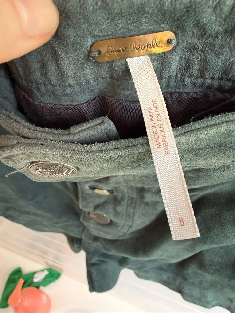 Free People RARE Suede Real Leather Micro Shorts Blue Green 8 - Picture 10 of 11